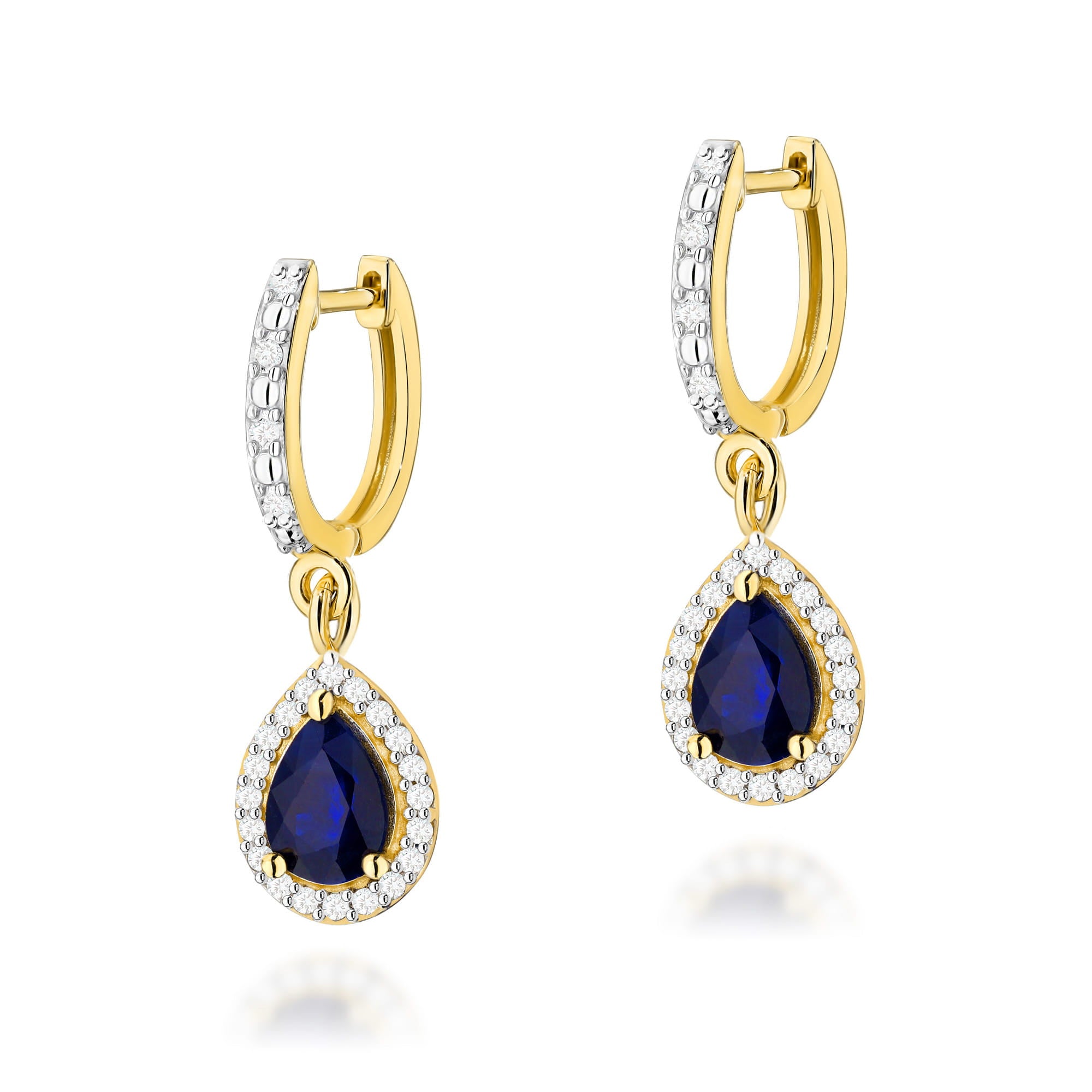 Auksiniai Auskarai Su Safyrais Ir Deimantais