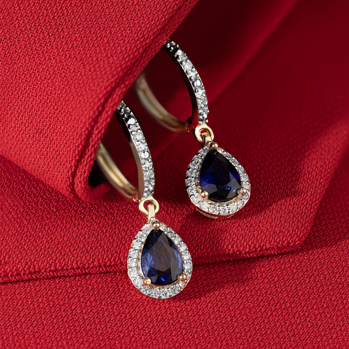 Auksiniai Auskarai Su Safyrais Ir Deimantais