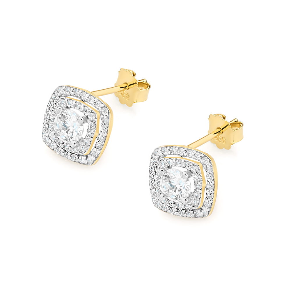 Auksiniai Auskarai Su Deimantais