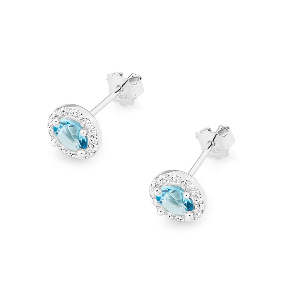 Gold Earrings With Topazes And Diamonds