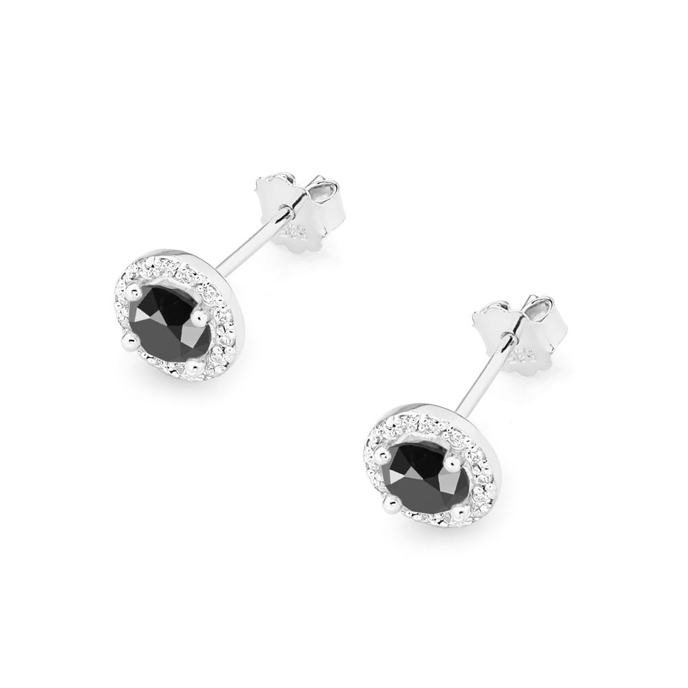 Auksiniai Auskarai Su Juodais Ir Baltais Deimantais