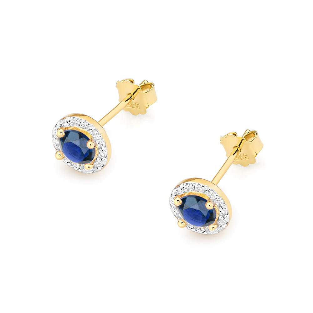 Gold Earrings With Sapphires And Diamonds