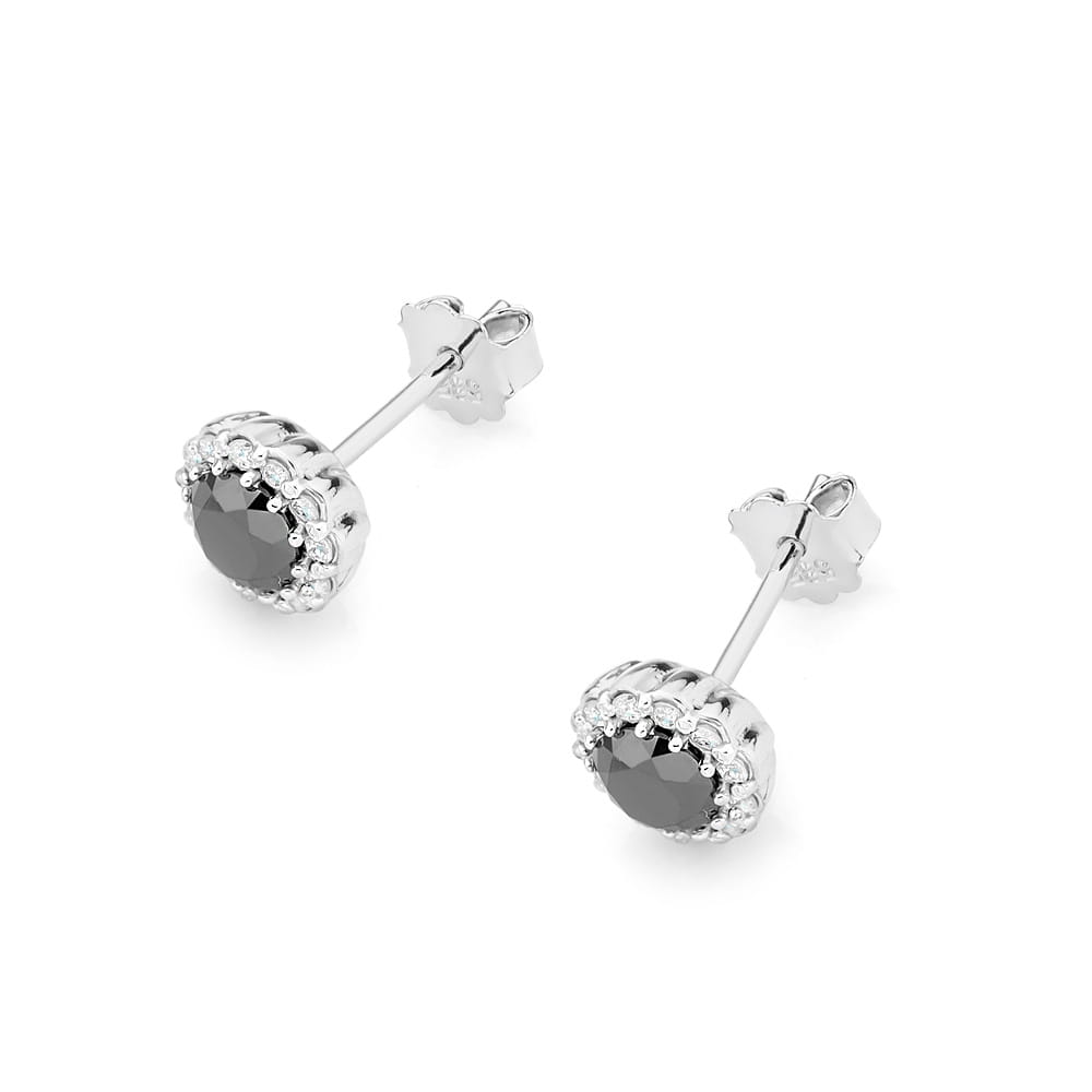 Auksiniai Auskarai Su Juodais Ir Baltais Deimantais