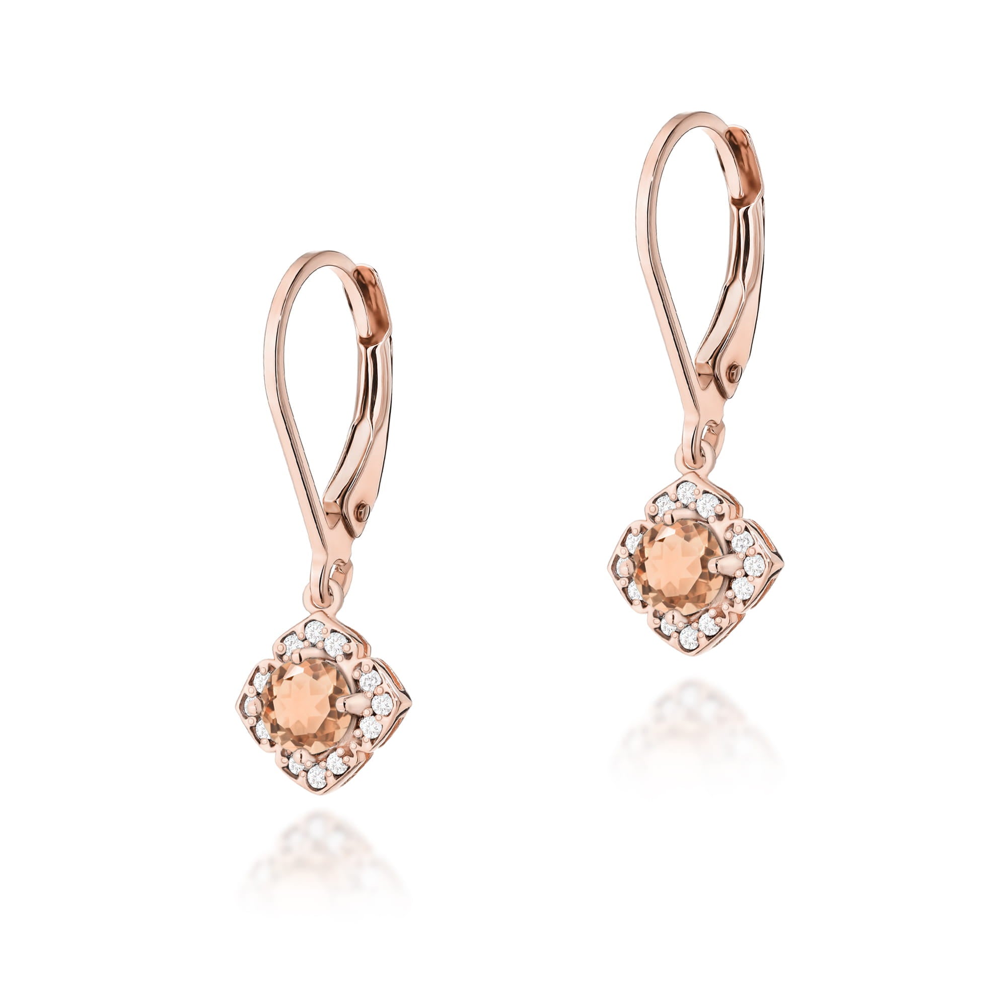 Gold Earrings With Morganites And Diamonds