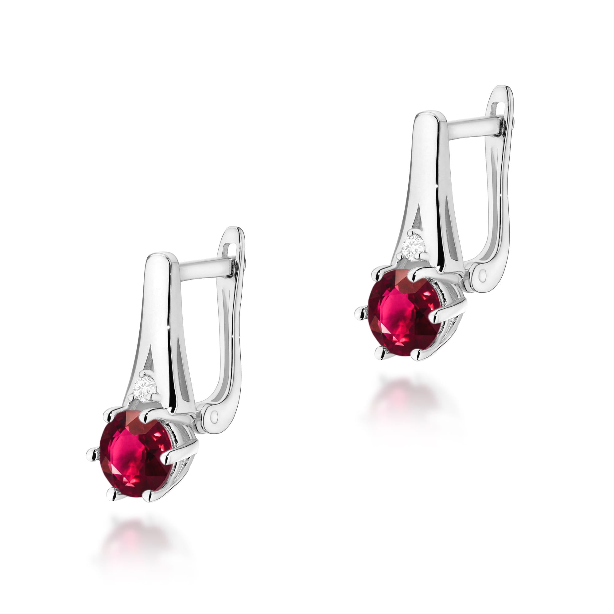 Gold Earrings With Ruby And Diamonds