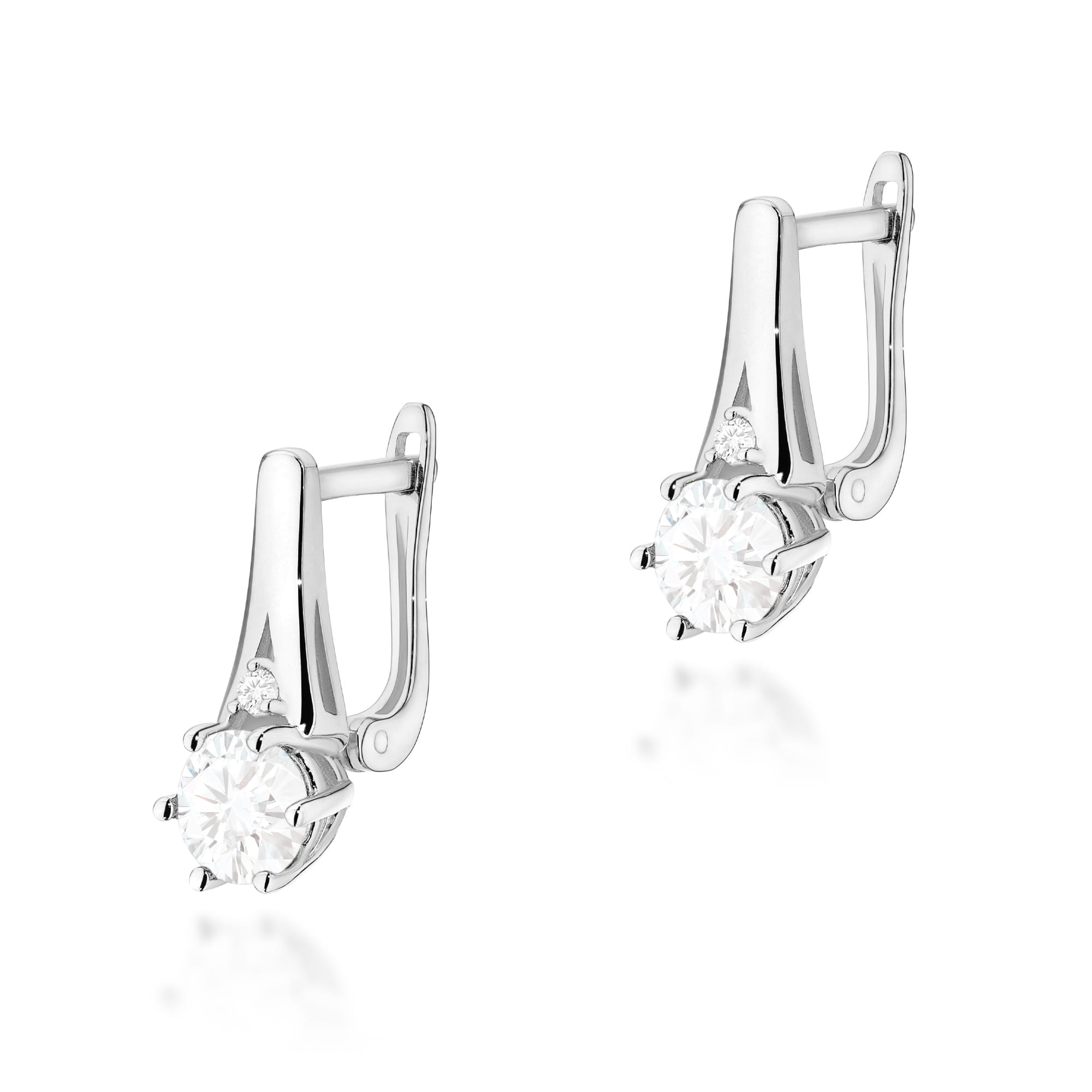 Auksiniai Auskarai Su Baltais Safyrais Ir Deimantais