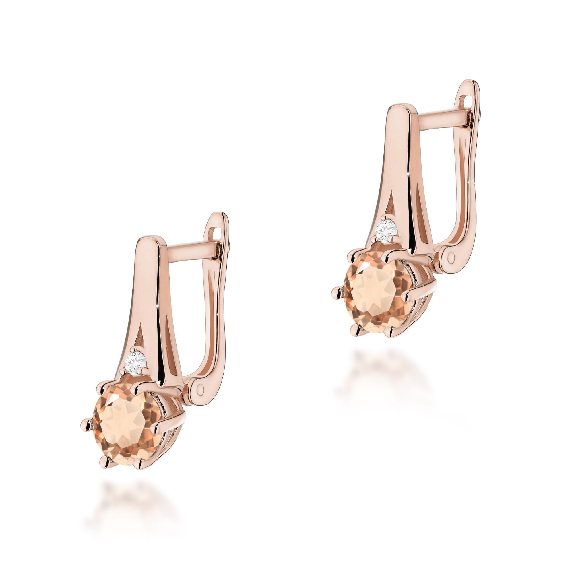Gold Earrings With Morganites And Diamonds