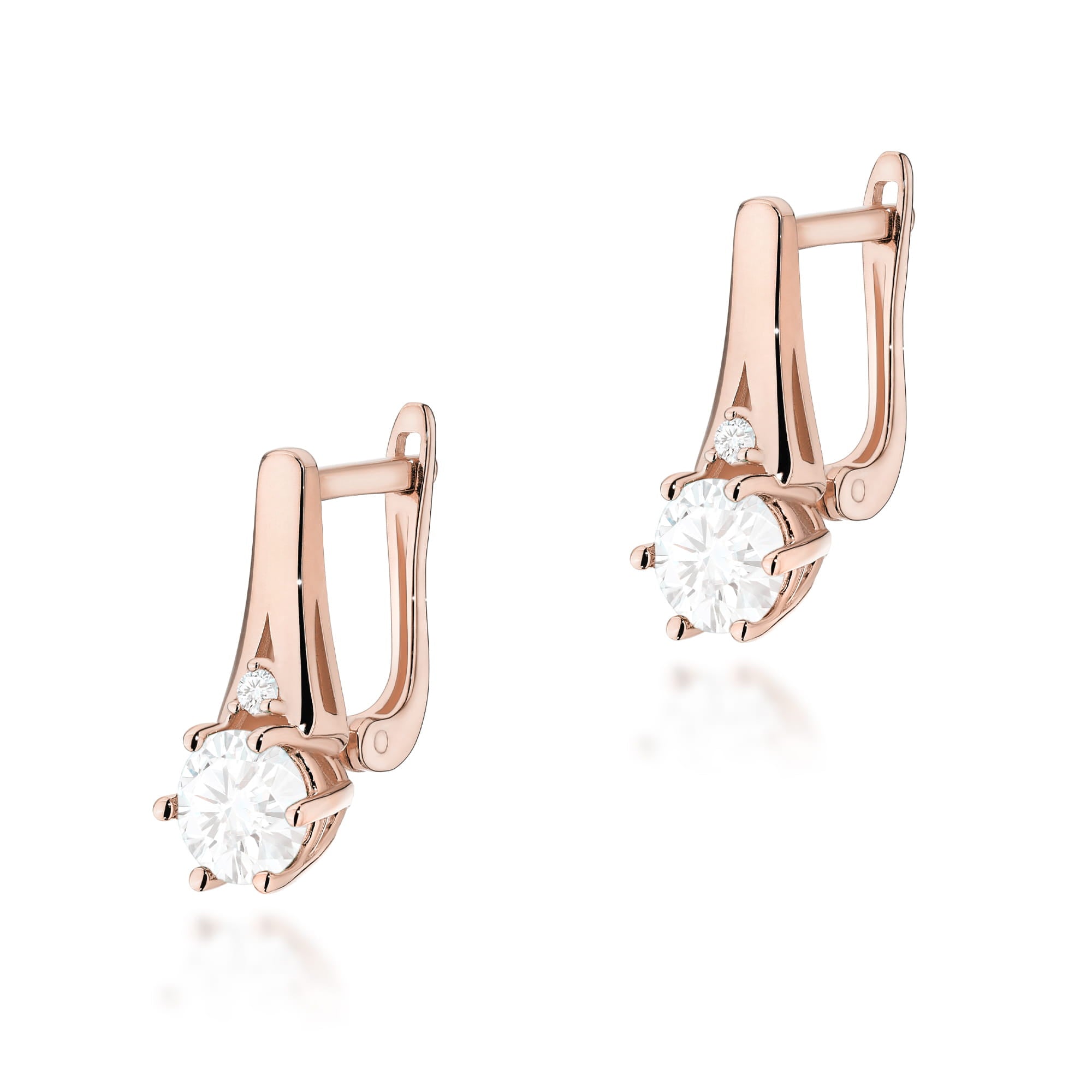 Gold Earrings With White Sapphires And Diamonds