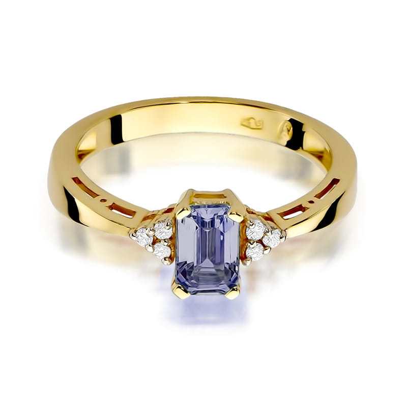 Auksinis Žiedas Su Ametistu Ir Deimantais