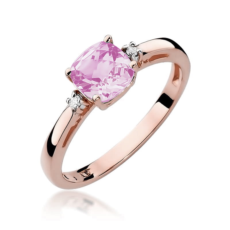 Gold Ring With Pink Topaz And Diamonds