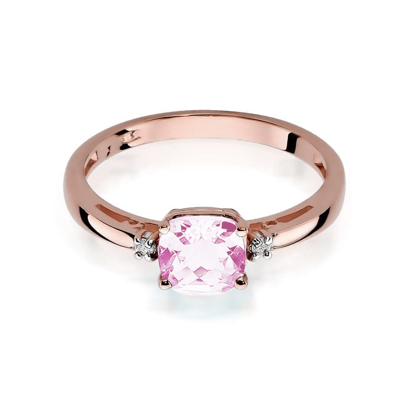 Gold Ring With Pink Topaz And Diamonds