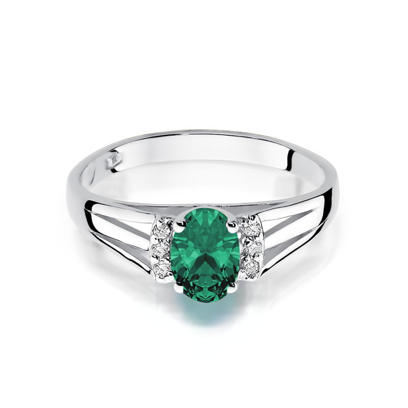 Auksinis Žiedas Su Smaragdu Ir Deimantais