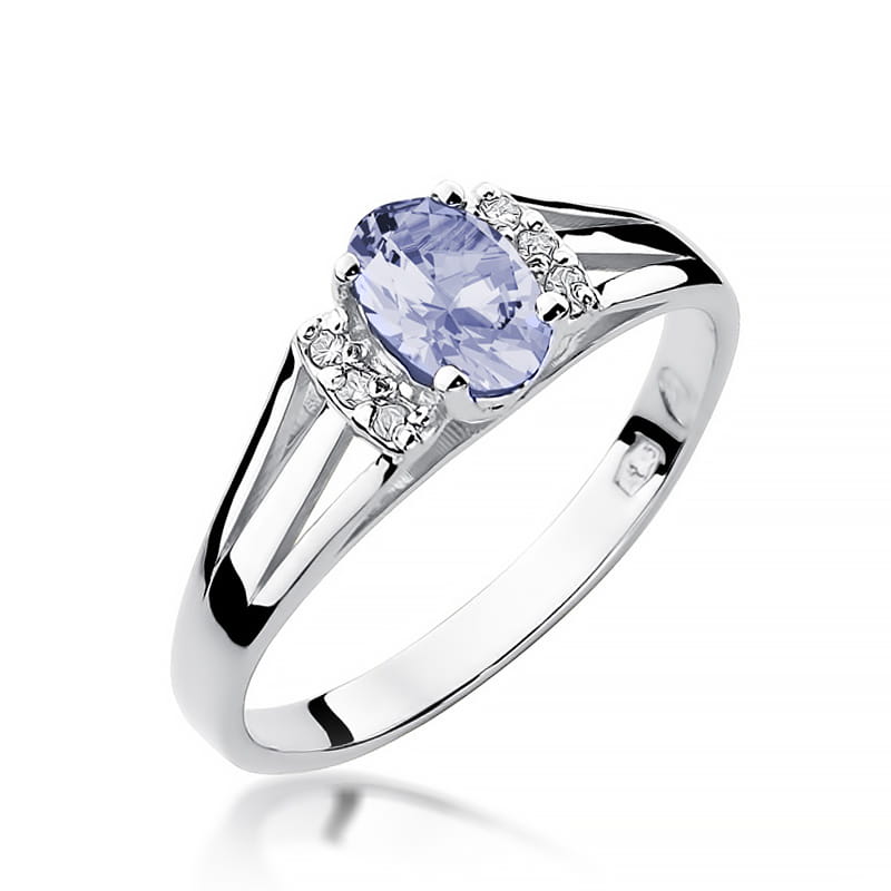 Auksinis Žiedas Su Tanzanitu Ir Deimantais