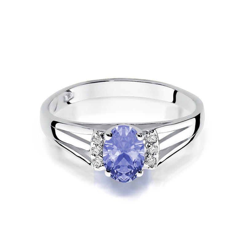 Auksinis Žiedas Su Tanzanitu Ir Deimantais