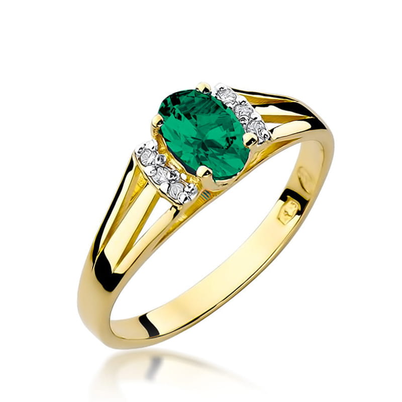 Auksinis Žiedas Su Smaragdu Ir Deimantais