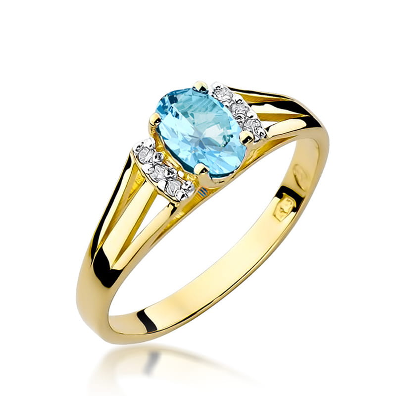 Gold Ring With Topaz And Diamonds