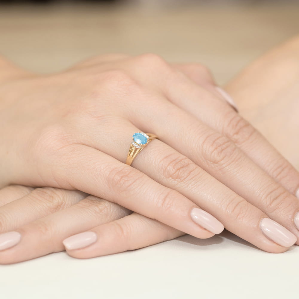 Gold Ring With Topaz And Diamonds