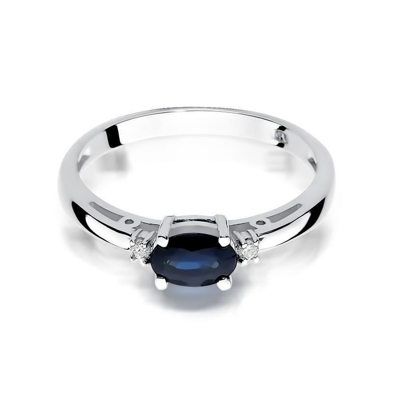 Auksinis Žiedas Su Safyru Ir Deimantais