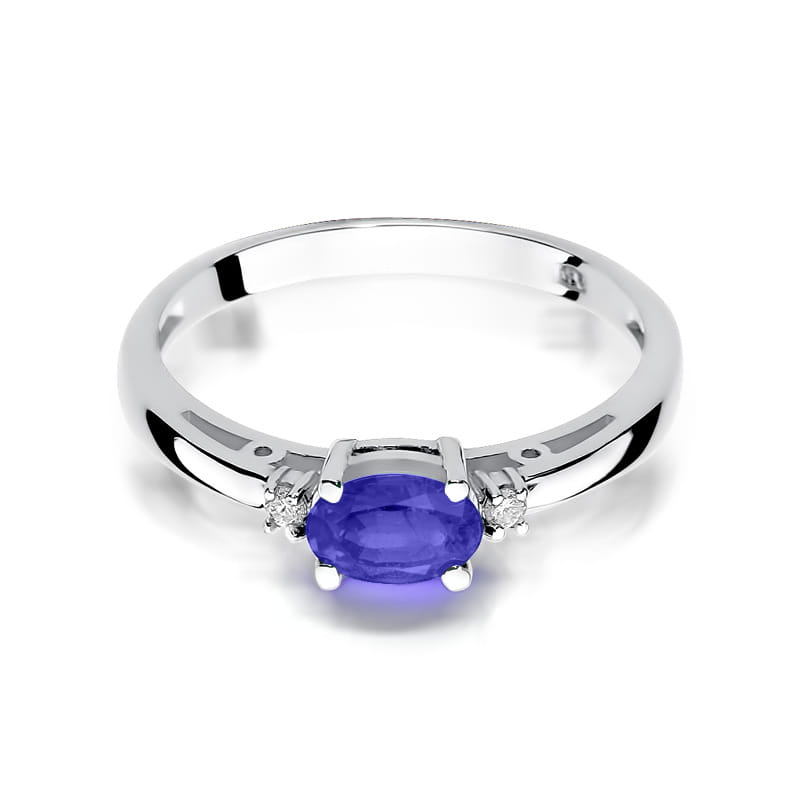 Auksinis Žiedas Su Tanzanitu Ir Deimantais