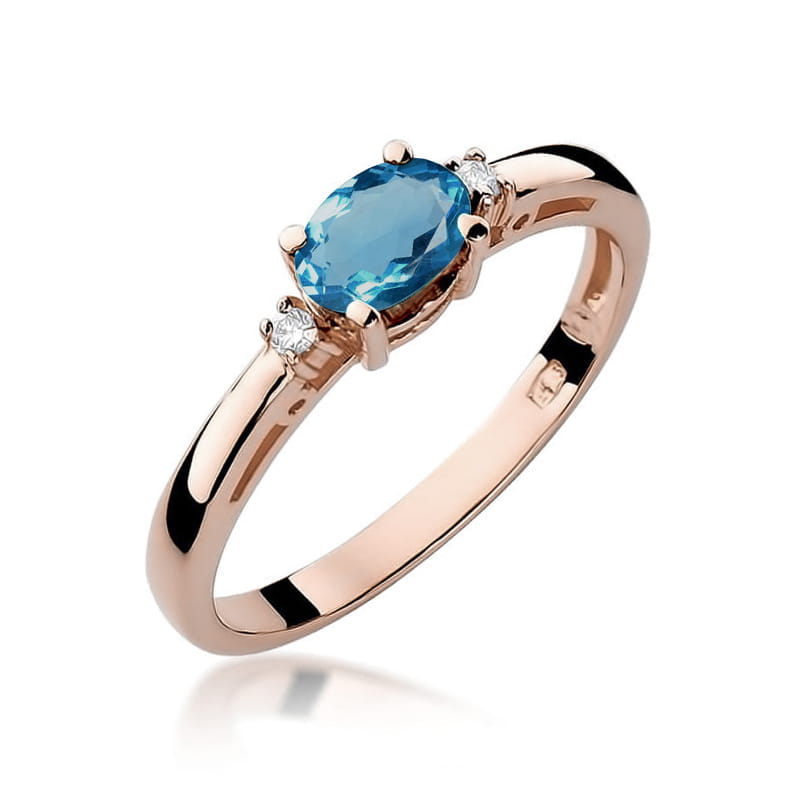Gold Ring With London Topaz And Diamonds