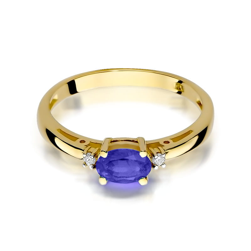 Auksinis Žiedas Su Tanzanitu Ir Deimantais