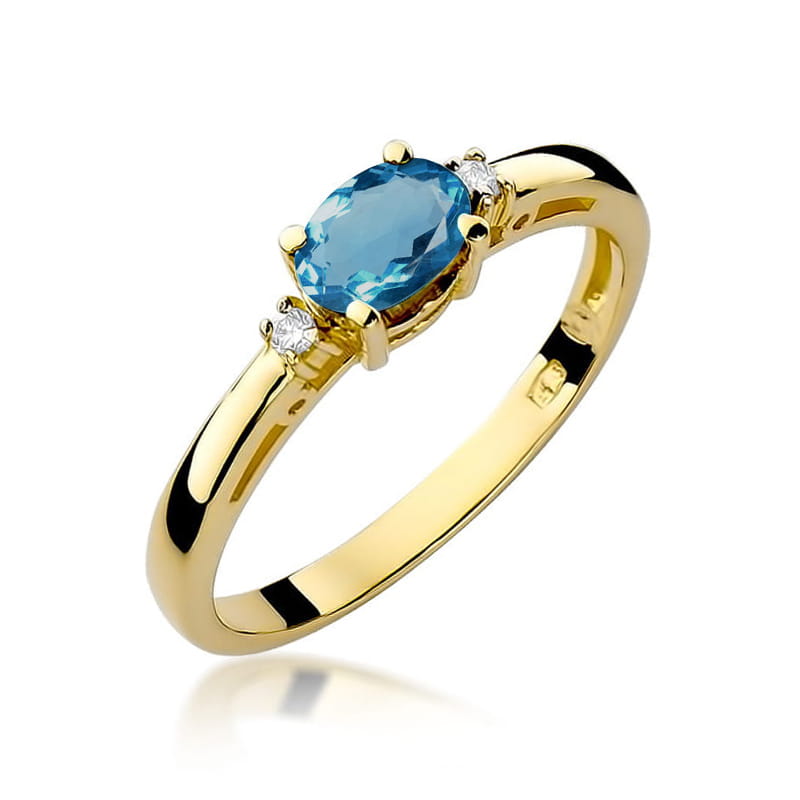 Gold Ring With London Topaz And Diamonds