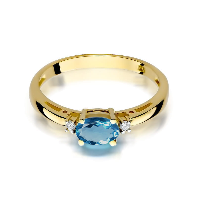 Gold Ring With London Topaz And Diamonds