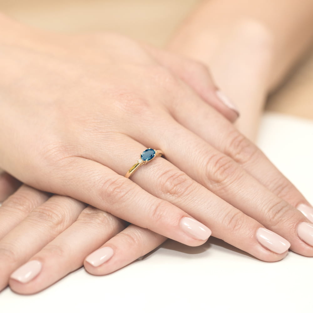 Gold Ring With London Topaz And Diamonds