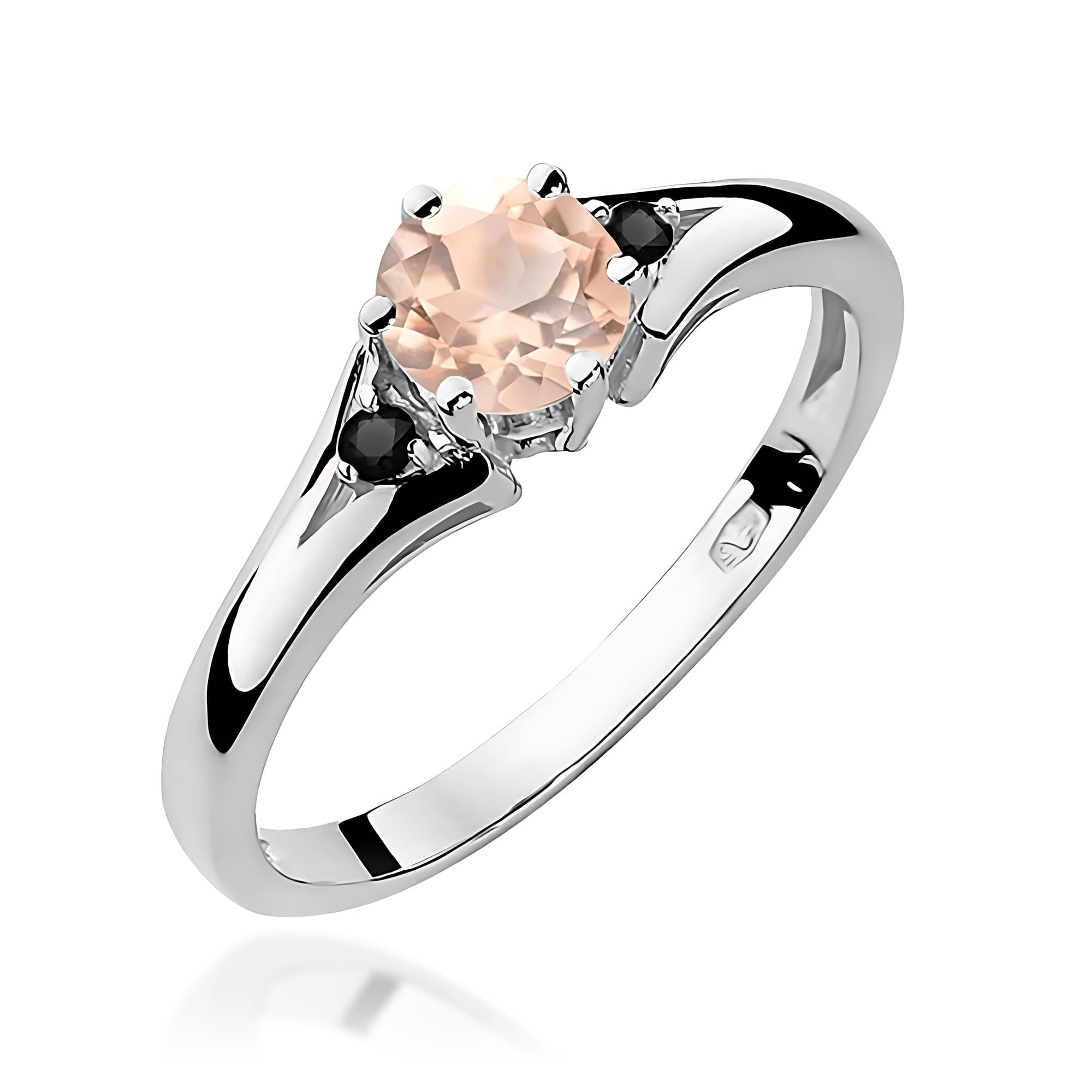 Gold Ring With Morganite And Black Diamonds