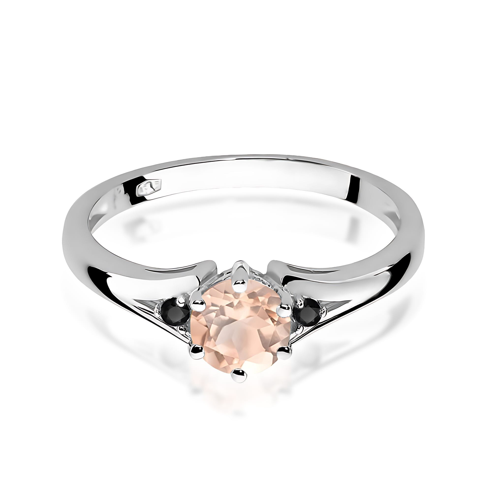 Gold Ring With Morganite And Black Diamonds