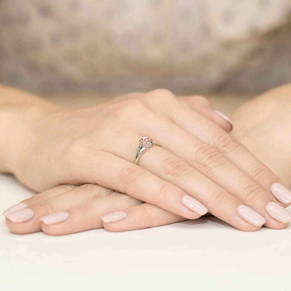 Gold Ring With Morganite And Black Diamonds