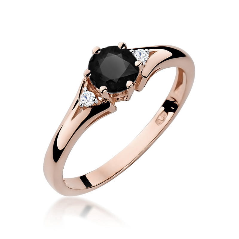 Gold Ring With Black And White Diamonds