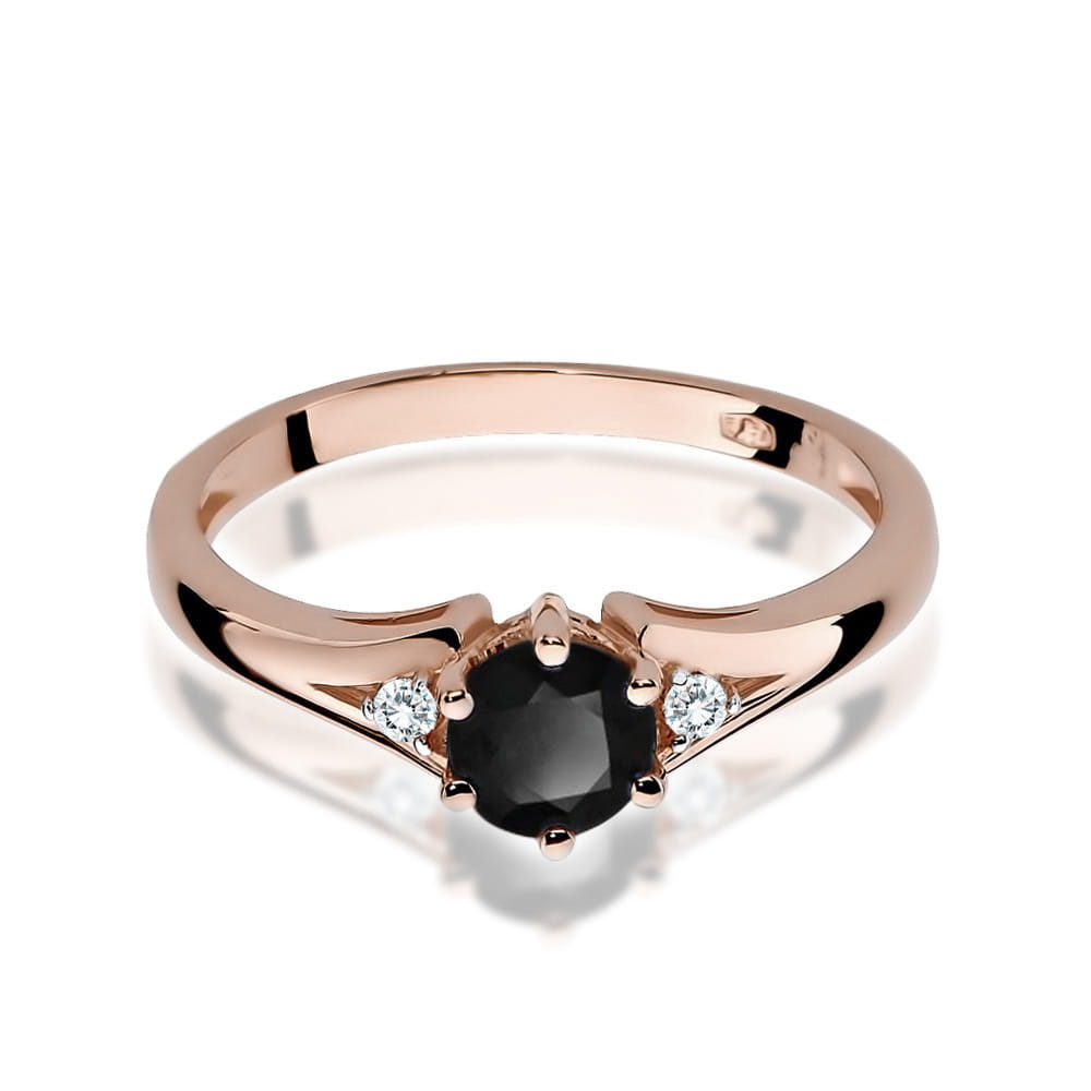 Gold Ring With Black And White Diamonds
