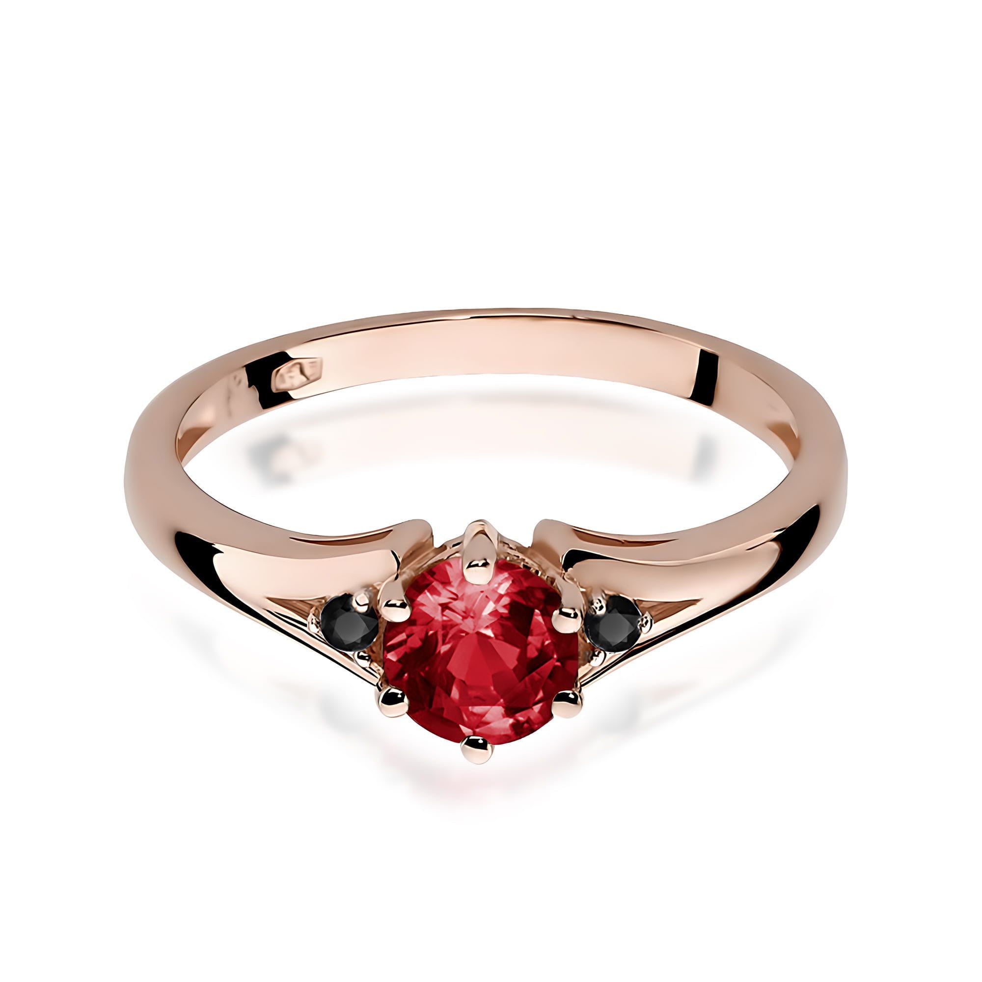 Gold Ring With Garnet And Black Diamonds