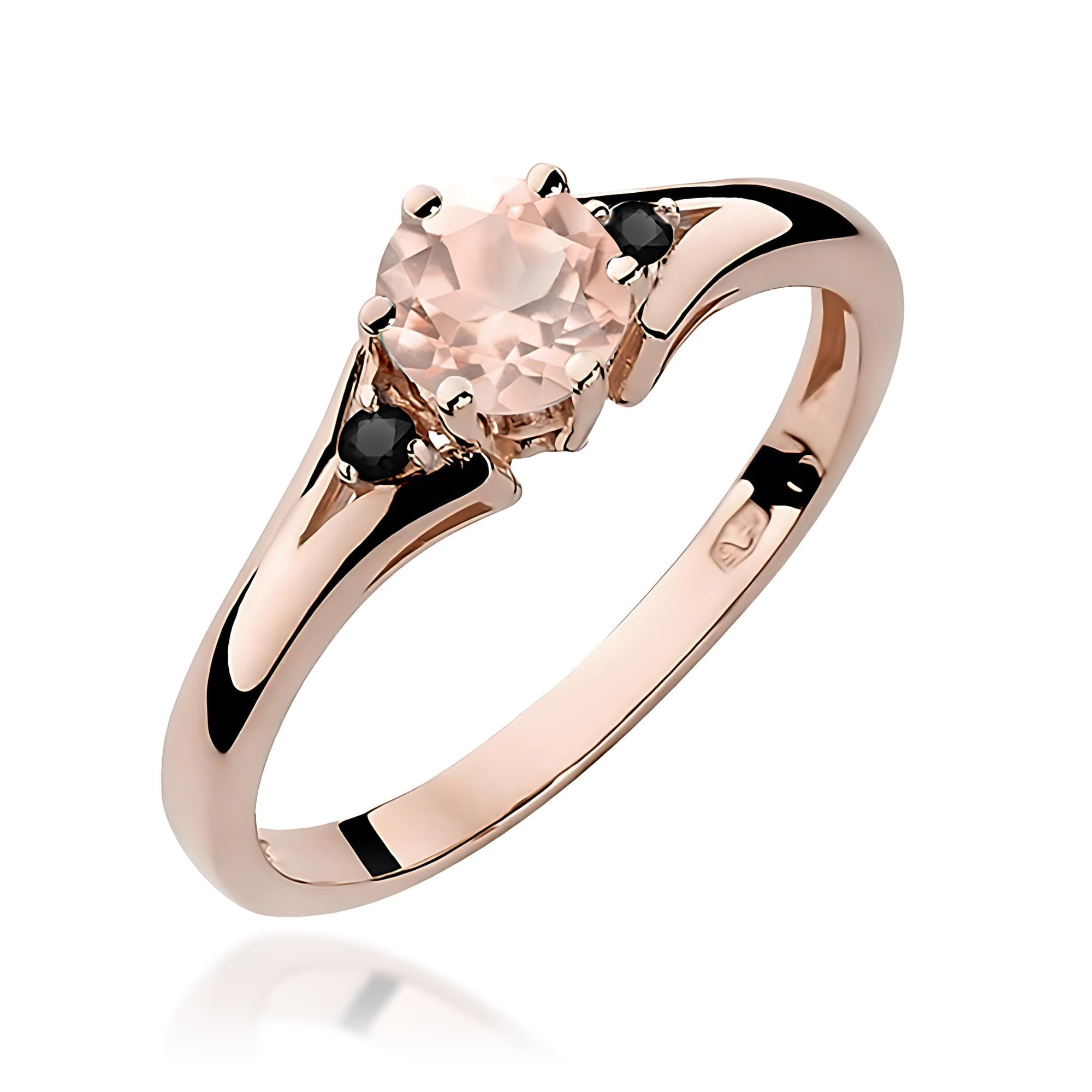 Gold Ring With Morganite And Black Diamonds