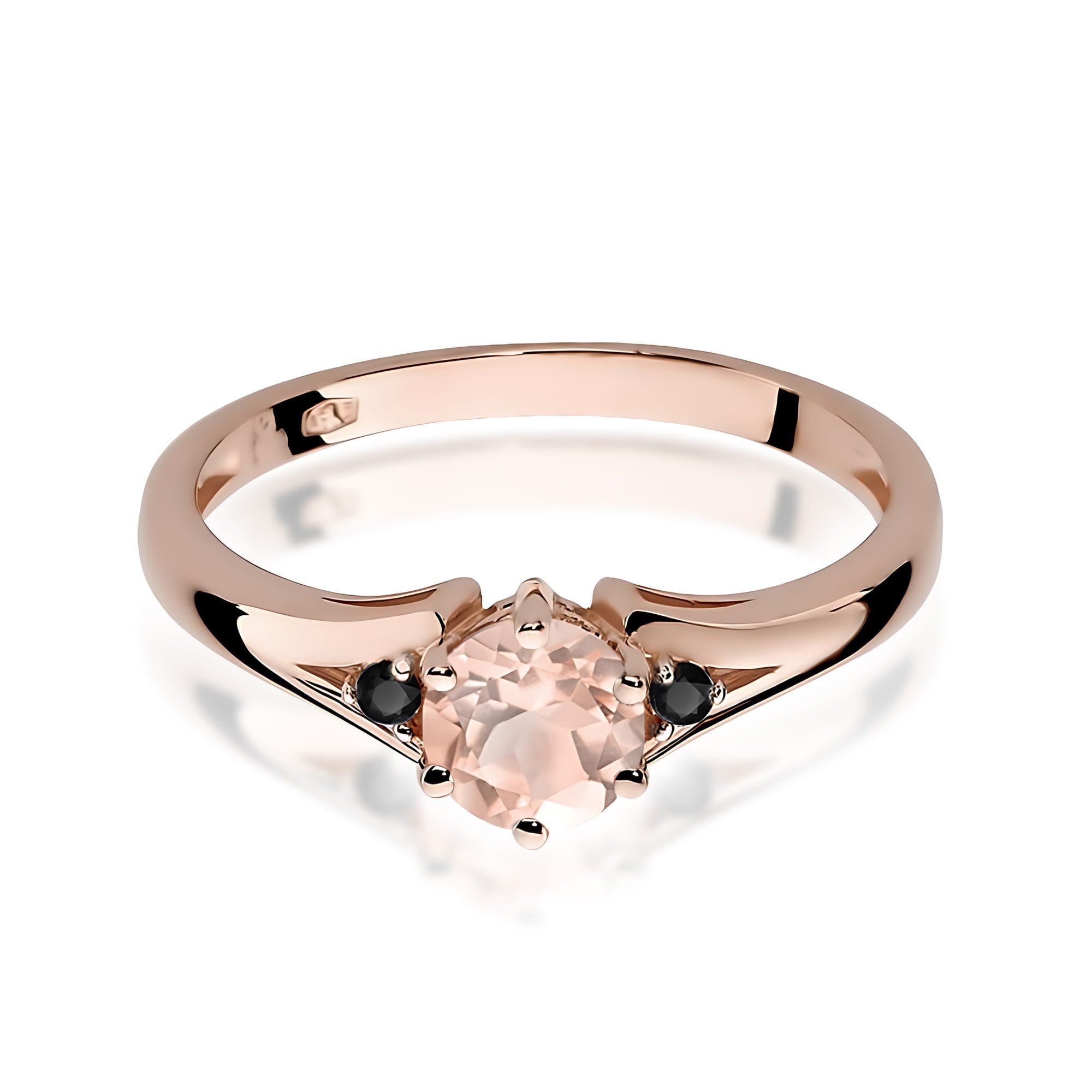 Gold Ring With Morganite And Black Diamonds
