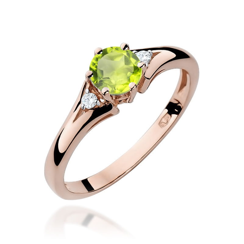 Gold Ring With Peridot And Diamonds