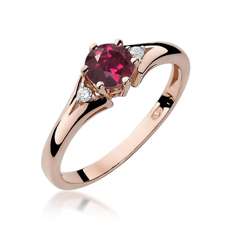 Gold Ring With Rhodolite And Diamonds