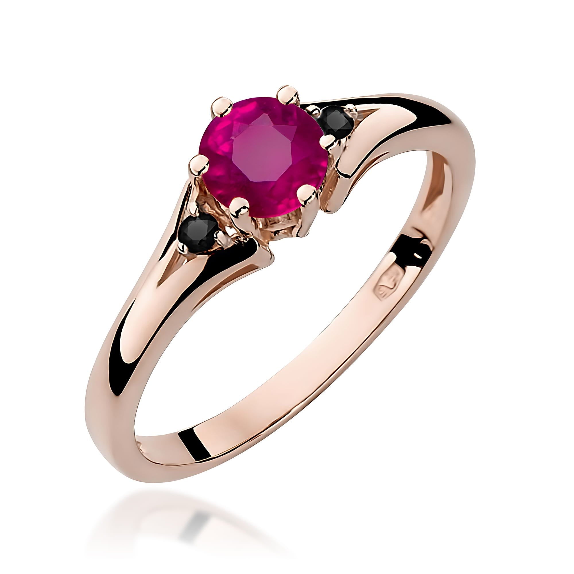 Gold Ring With Rhodolite And Black Diamonds