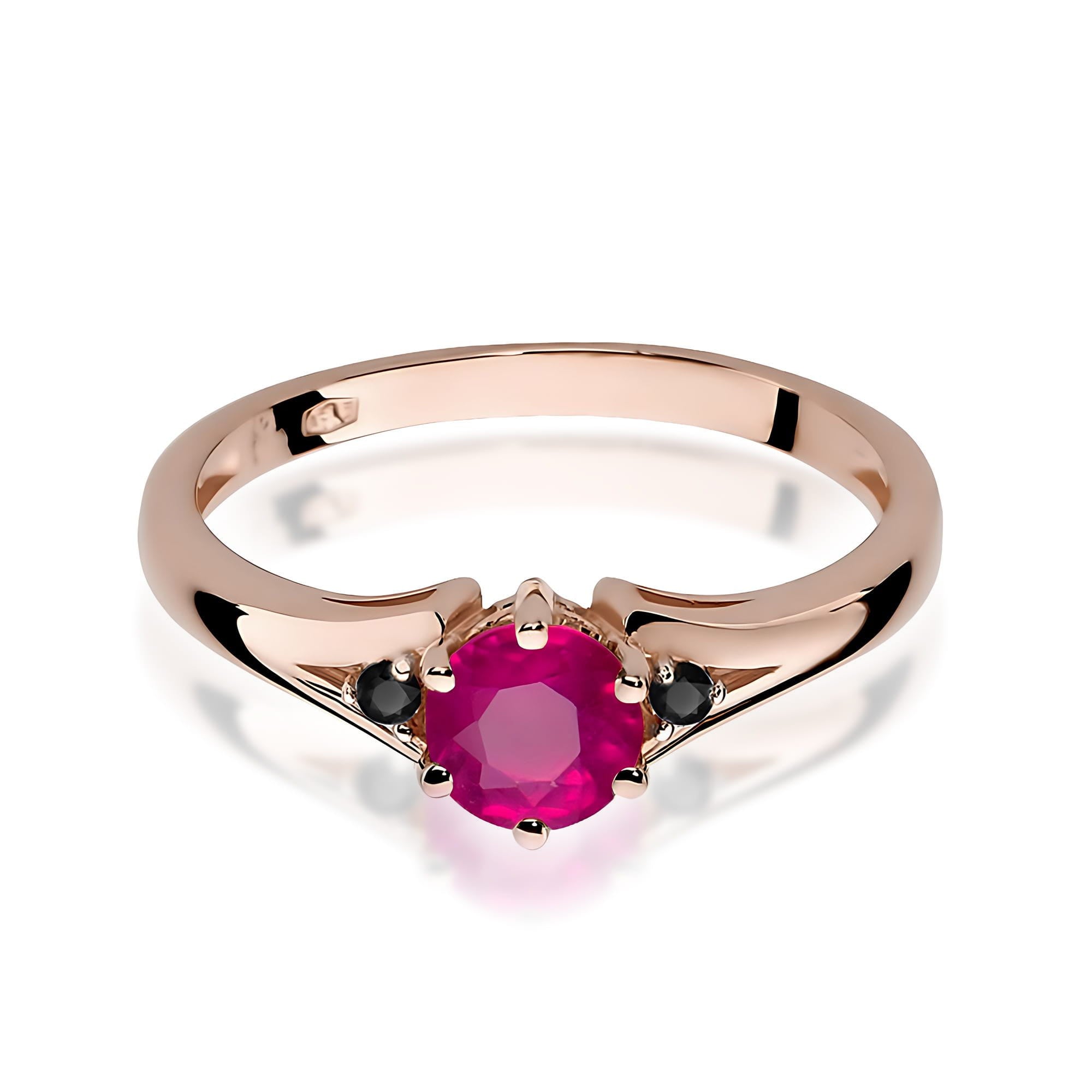 Gold Ring With Rhodolite And Black Diamonds