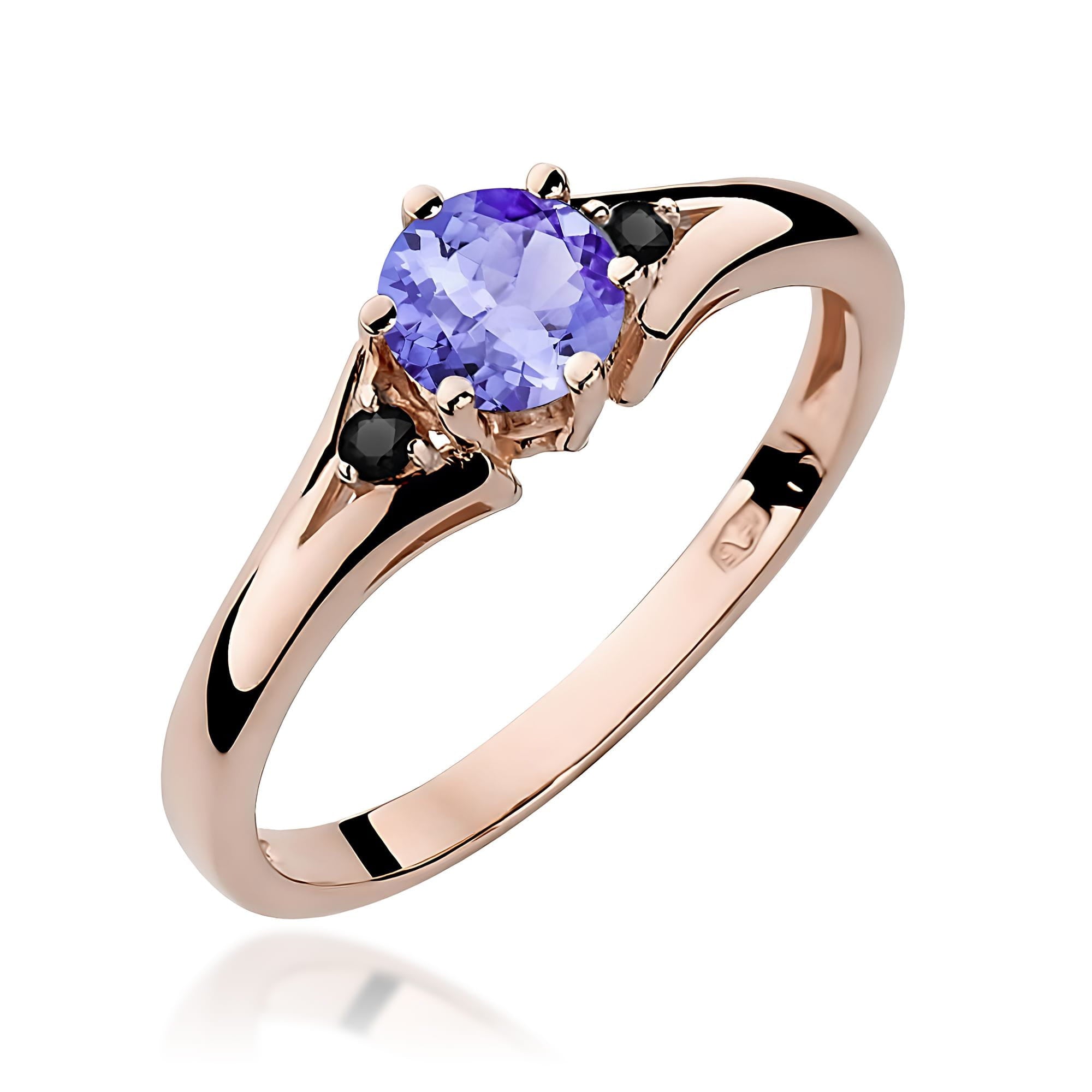 Gold Ring With Tanzanite And Black Diamonds