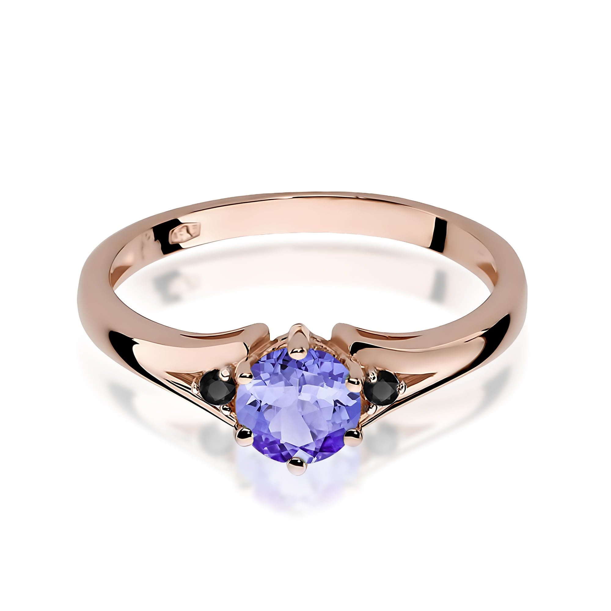 Gold Ring With Tanzanite And Black Diamonds