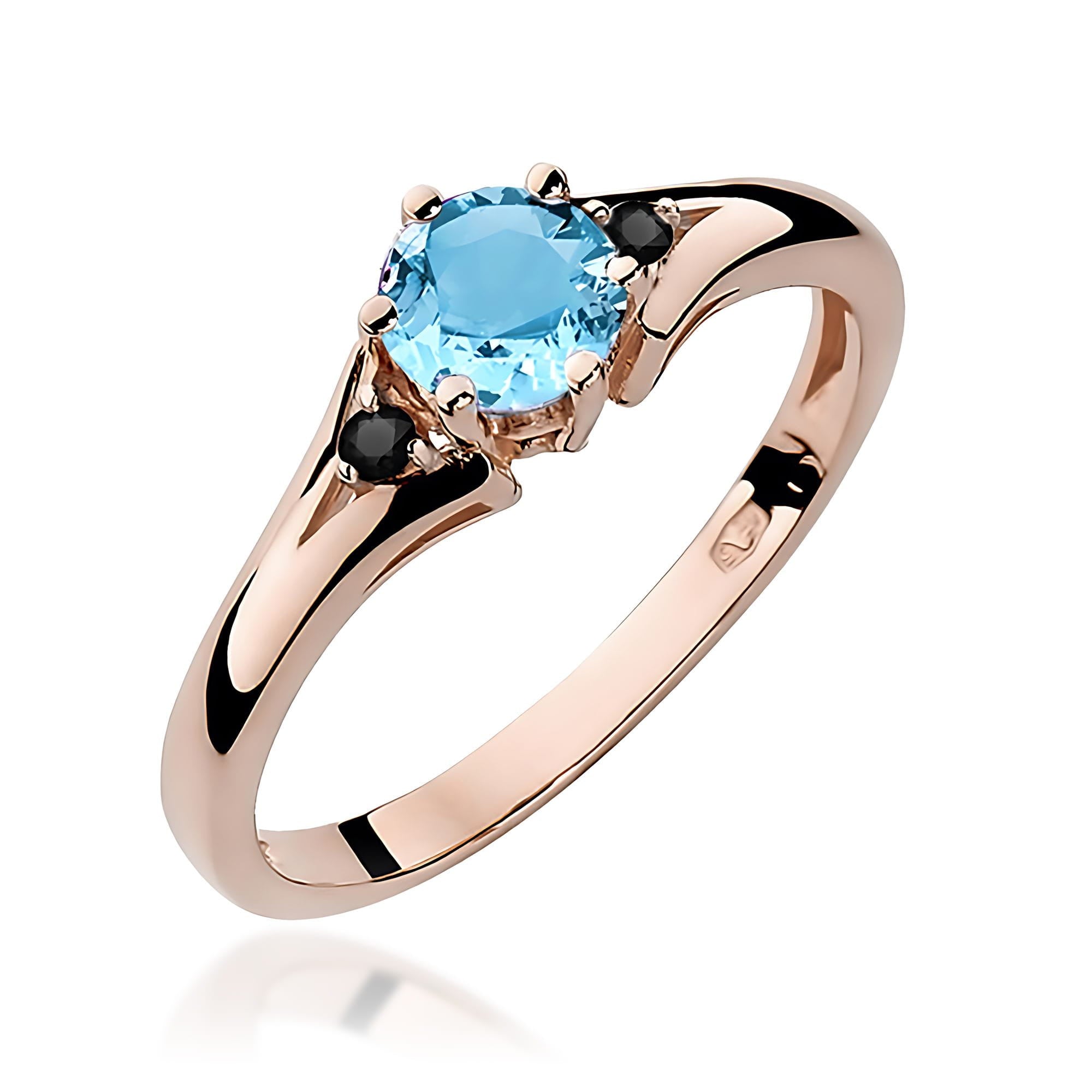 Gold Ring With Topaz And Black Diamonds
