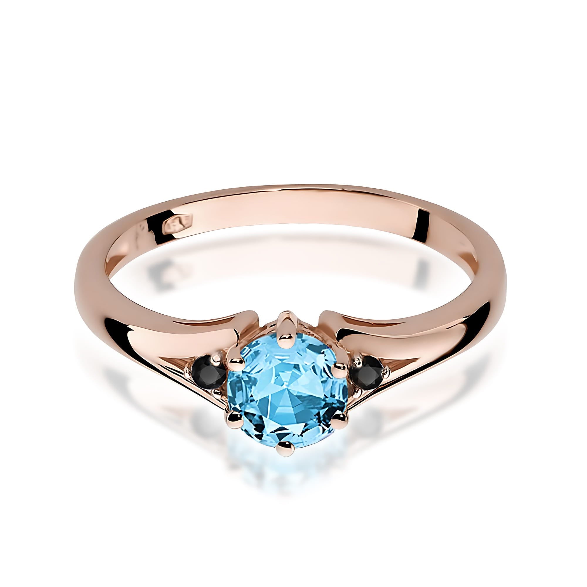 Gold Ring With Topaz And Black Diamonds