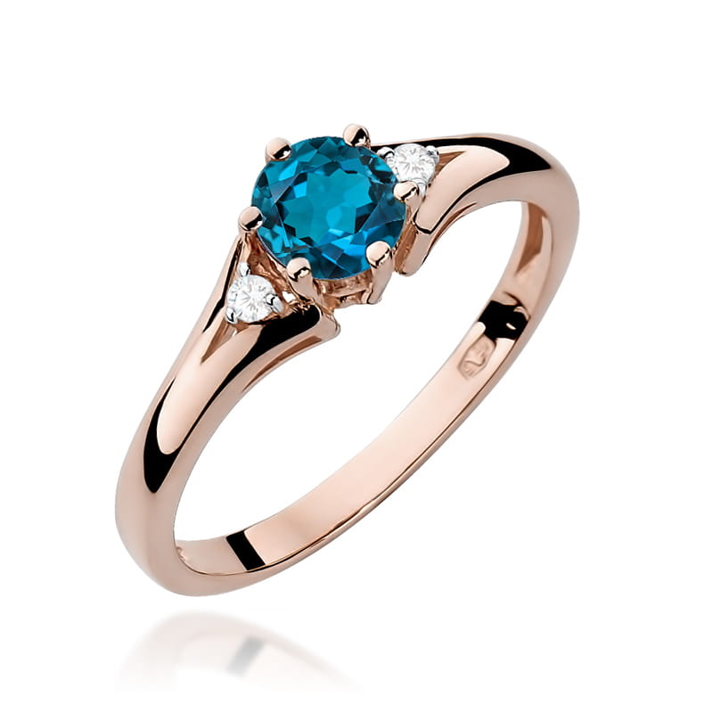 Gold Ring With London Topaz And Diamonds