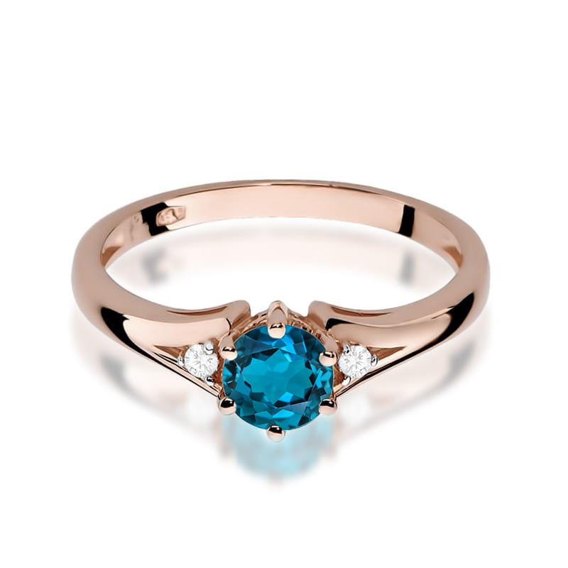 Gold Ring With London Topaz And Diamonds