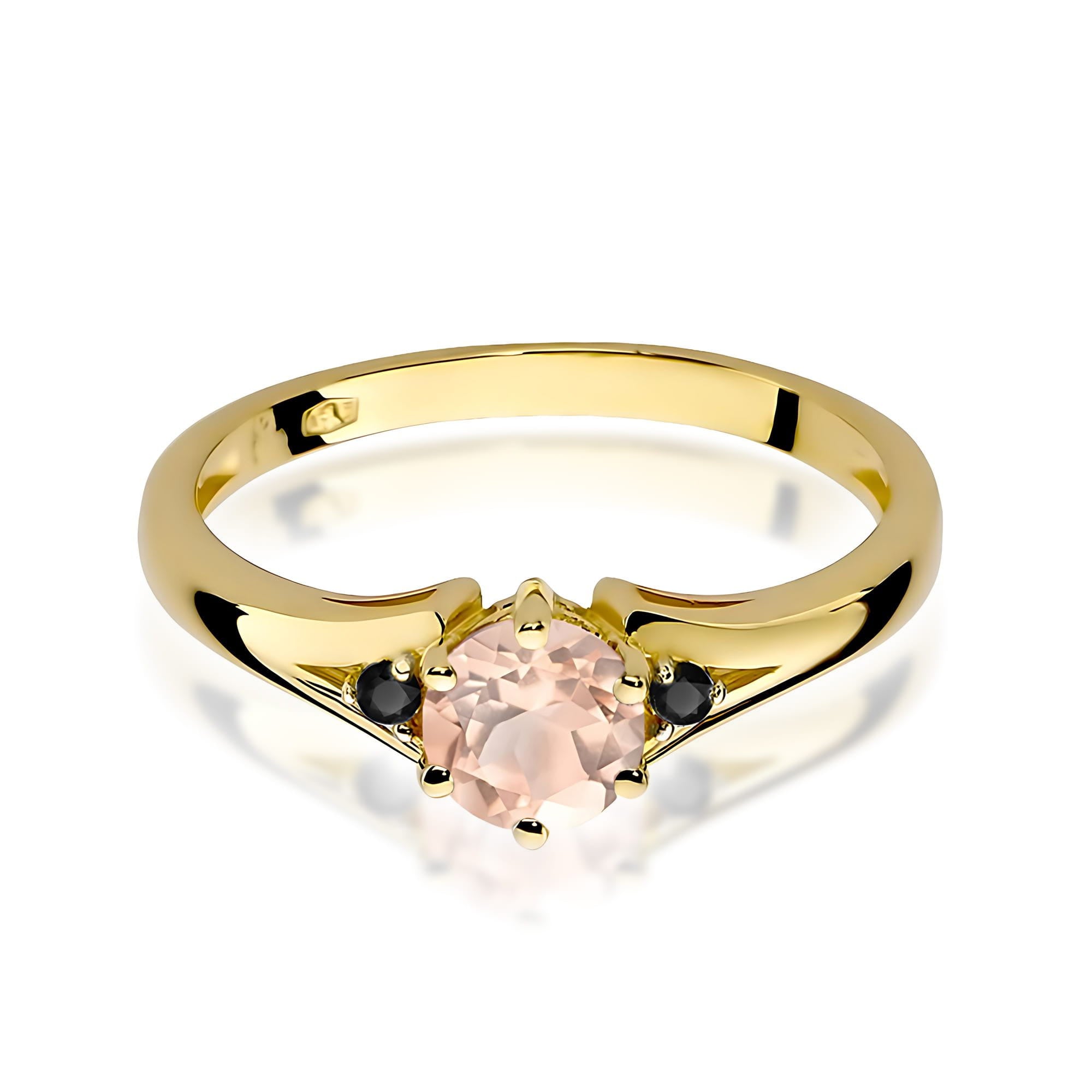 Gold Ring With Morganite And Black Diamonds