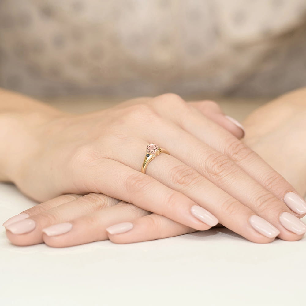 Gold Ring With Morganite And Black Diamonds