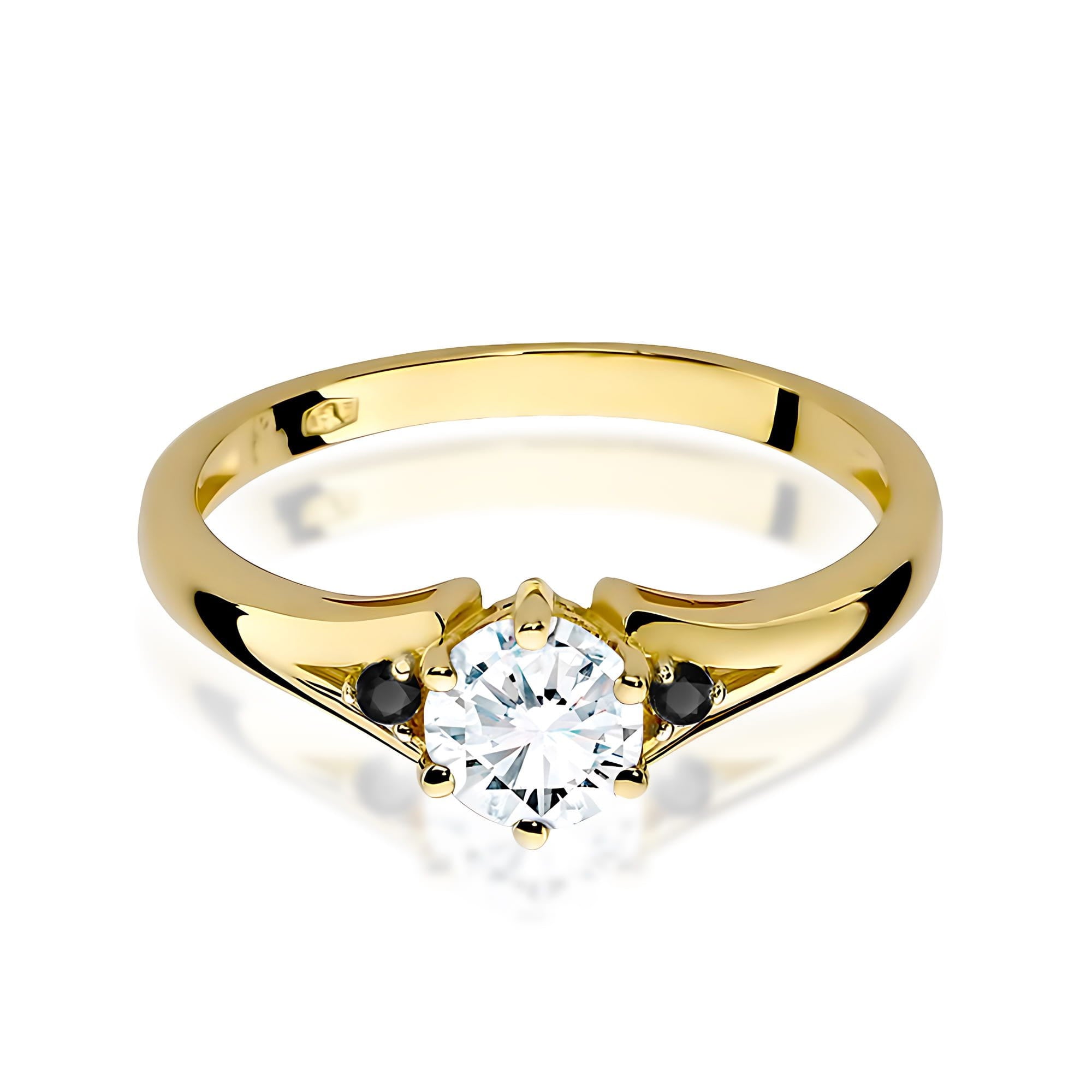 Gold Ring With White Sapphire And Black Diamonds