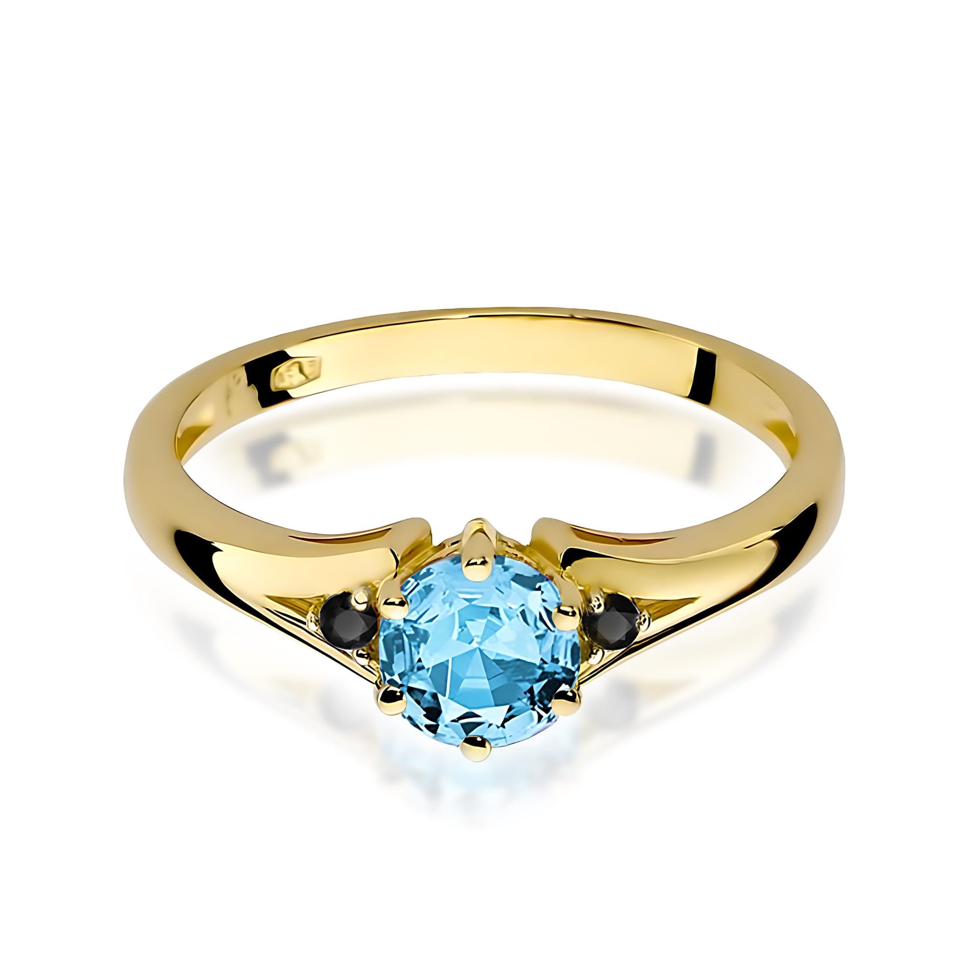 Gold Ring With Topaz And Black Diamonds